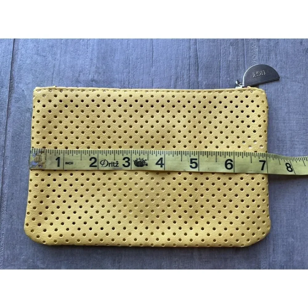 IPSY Yellow Perforated Zipper Pouch Makeup Bag Travel Case Wallet Clutch NEW